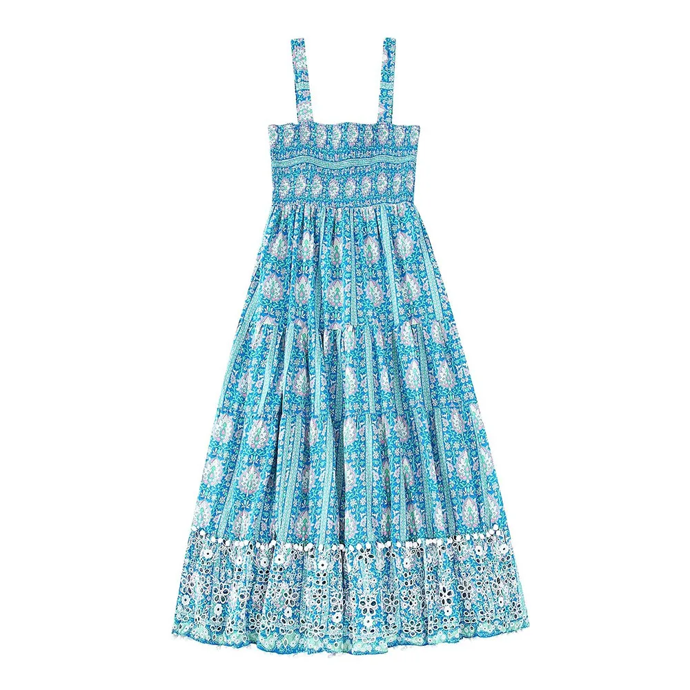 

Женское кружевное платье на бретельках, откровенное ажурное платье с высокой талией и вышивкой, лето 2022