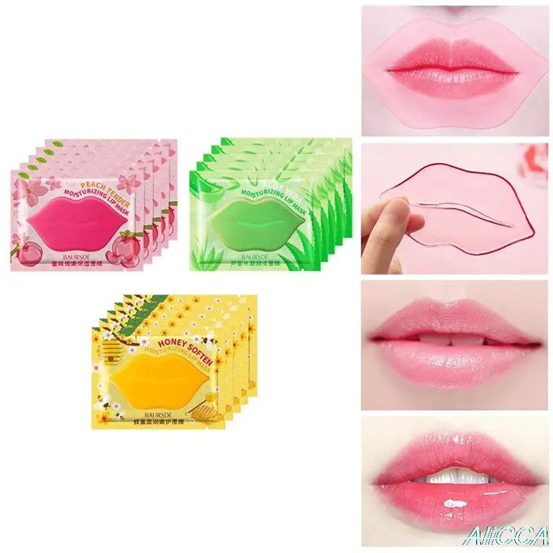 

New 5Pcs Collagen Nourishing Lip Mask Lip Care Moisture Fruit Essence Gel Lips Patch