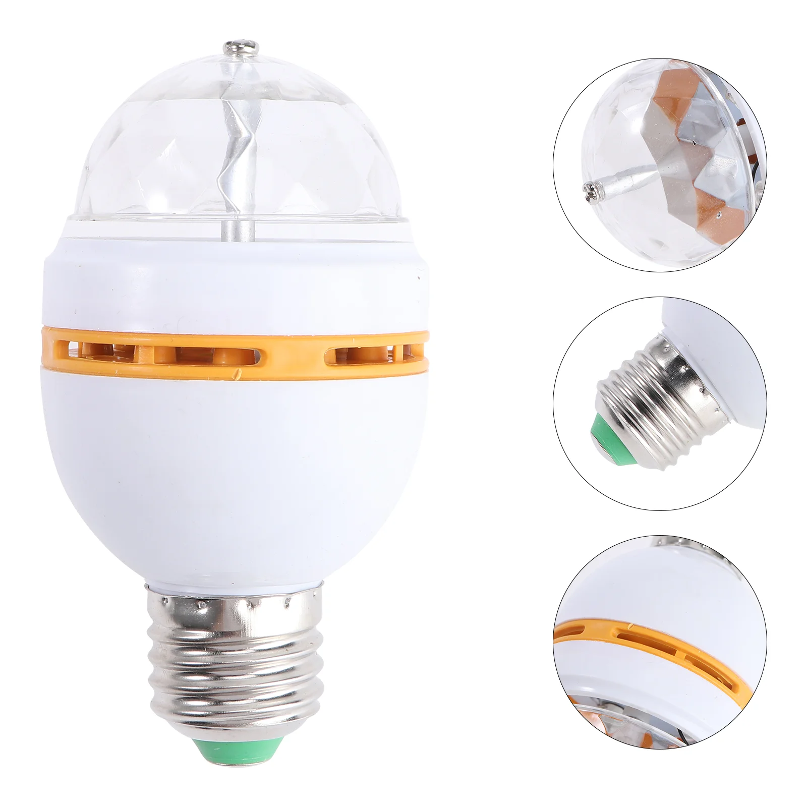 

RGB LED Rotating Disco Party Light Bulb with E27 Screw Base Strobe Bulb Multi Changing Color Crystal Stage Light (Random Color
