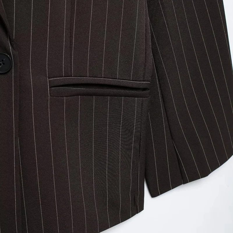 TRAF полосатый пиджак 2024 женский осенне-зимний элегантный офисный верхний костюм с