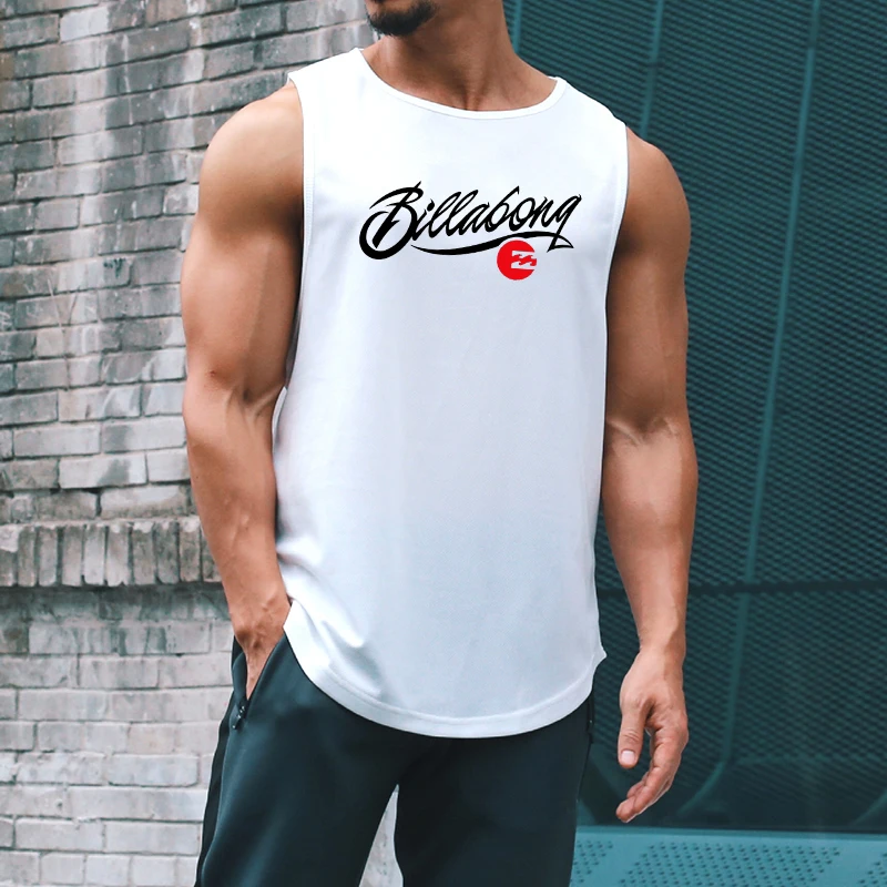 

Summer Men Gym Tanks Tops 2023 New Workout Bodybuilding Fitness Sleeveless T Shirt Brand Print Beach Sportswear Male Muscle Vest