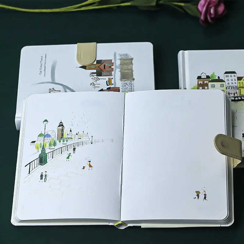 

128 Page Cute pattern Notebook Magnetic Buckle Color Page Student Manual Ledger Notepad line Diary Book