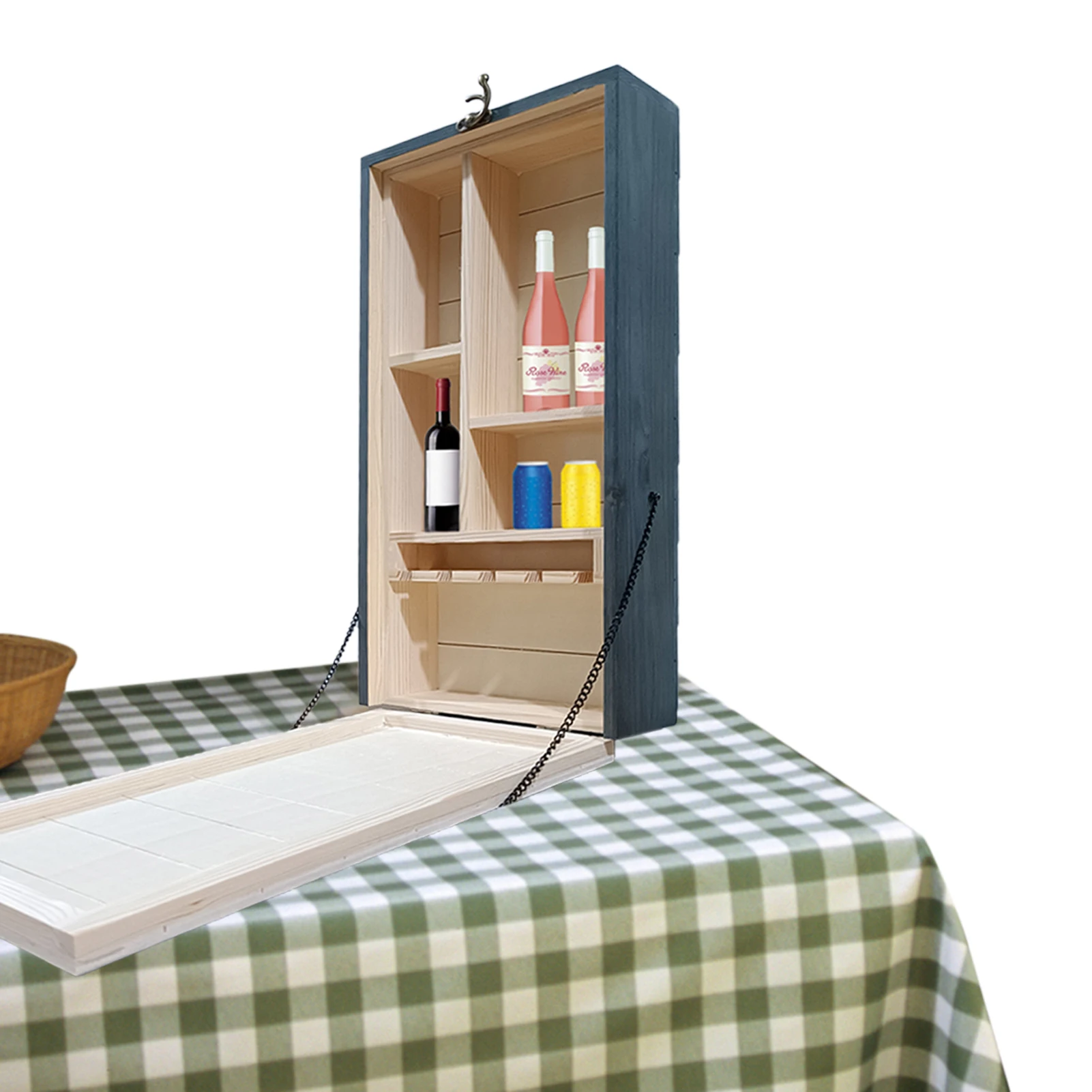 

Wall Mounted Wine Cabinet Wooden Wine Rack With 5 Glass Holder Rustic Wine Storage Shelf Perfect For Home Bar Kitchen Dining