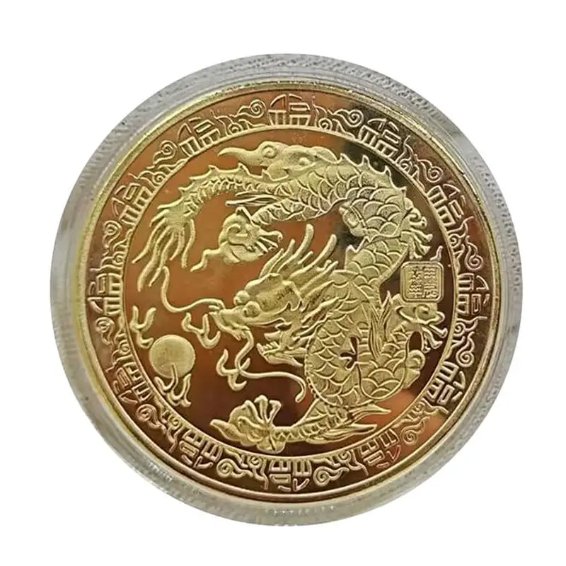 

Zodiac Dragon Coin The Dragon Commemorative Coin Chinese Zodiac Souvenir Challenge Coins Lunar Calendar Collection Art Craft