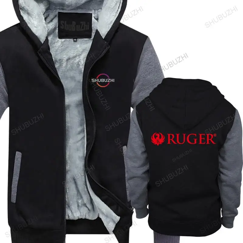 

mens fall vintage casual coat hooded Ruger Red Logo zipper hoody Men's thick hoodie Size man brand hoodies top drop shipping