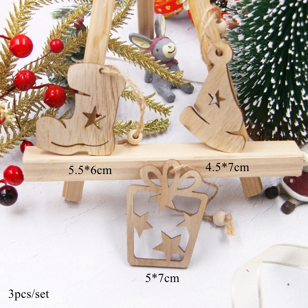 3 шт. Рождественские деревянные подвески DIY House
