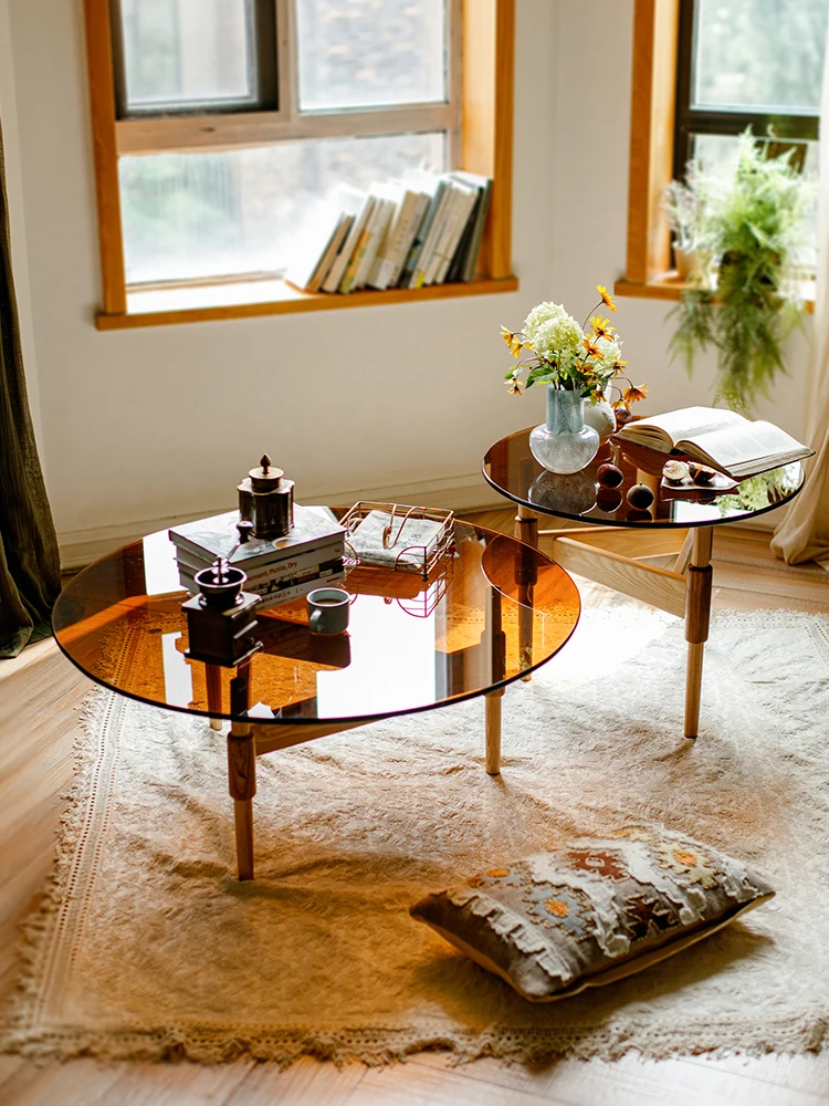 Juhan Light Роскошный Белый Воск Массив Дерева Круглый Низкий Стол Гостиная Чай Досуг