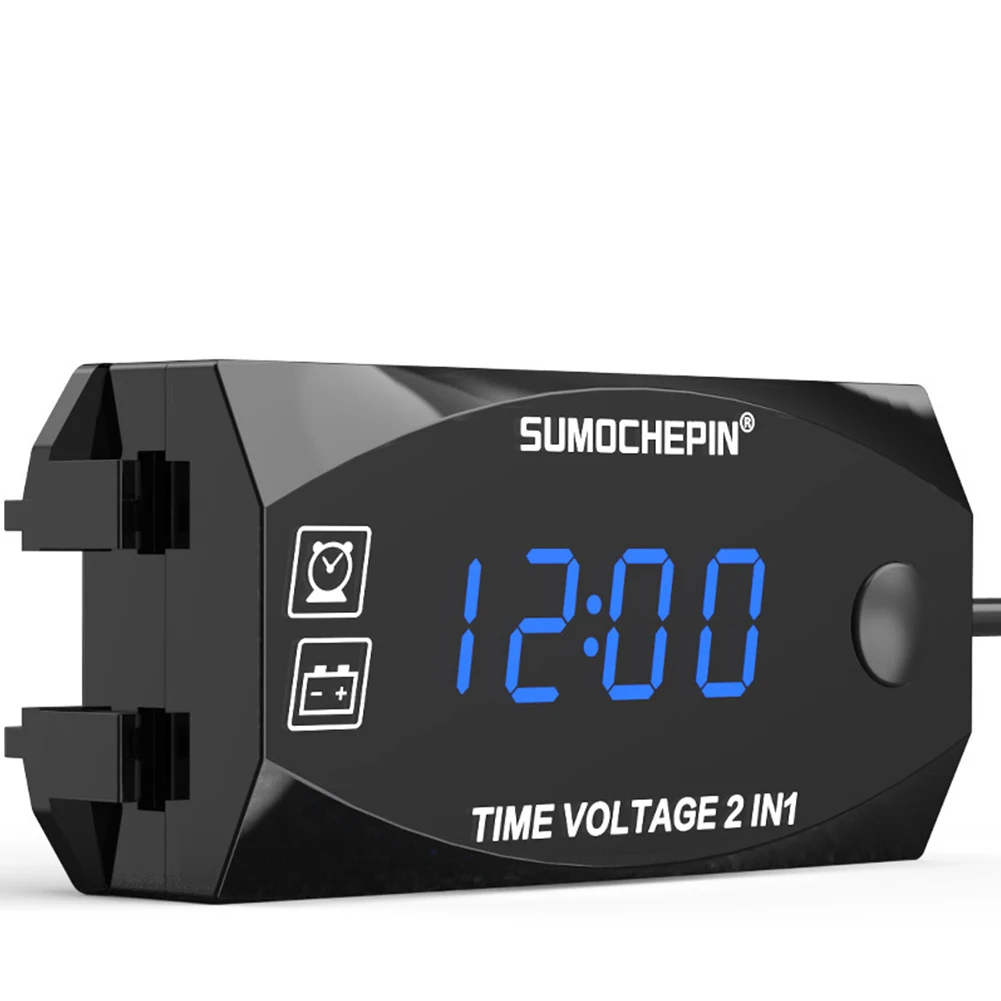 2 в 1 долговечный цифровой дисплей Вольтметр Автомобильные электронные часы