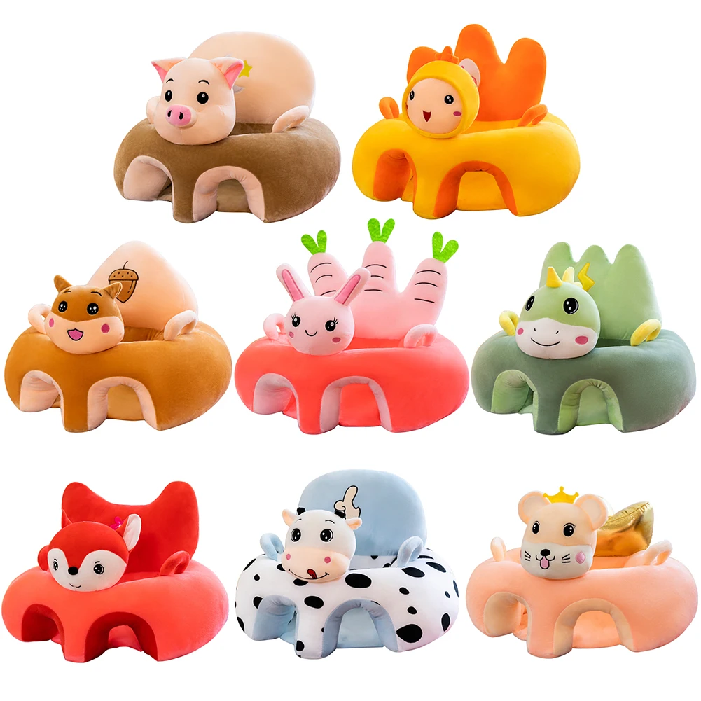 

Baby Sofa Support Seat Cover Cartoon Animal Plush Learning To Sit Chair Comfortable Toddler Nest Puff Washable Cradle No Filler