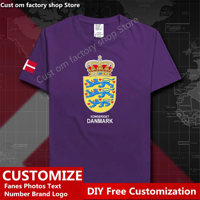 Дания Датская хлопковая футболка на заказ Джерси фанаты DIY Имя Номер логотип