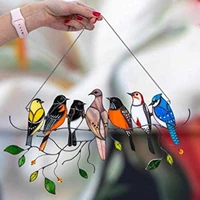 acrylic pendant mini stained bird glass window hangings wall hanging colored birds for thanksgiving day scandinavian decor mot