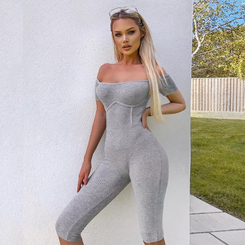 

2022 summer new fashion casual five-point jumpsuit European and American sexy INS temperament slim jumpsuit women