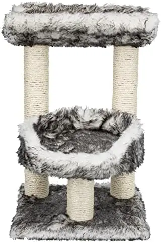 

Scratching Post with Two Platforms, 2-Sisal Scratching Post, 24.5-inches Tall, Black/White Hamster toys Guinea pig tunnel Hamste