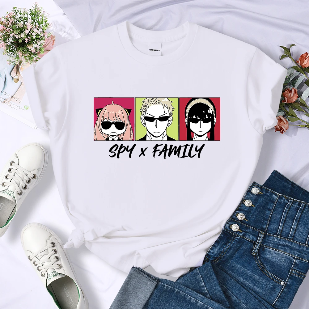 

Kawaii Anime Spy X Family Women TShirt Harajuku Japan Manga Print Short Sleeve Tee Summer Casual Tee Camisetas De Mujer