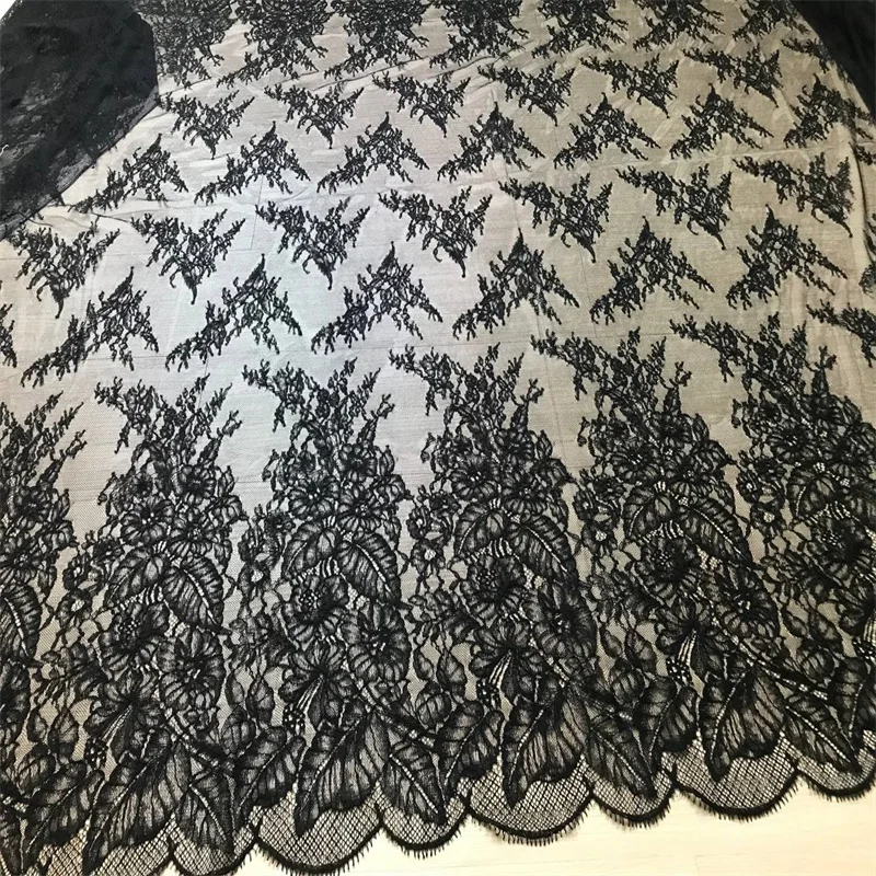 Кружевная Белая французская кружевная ткань шантилье проводная Черная с