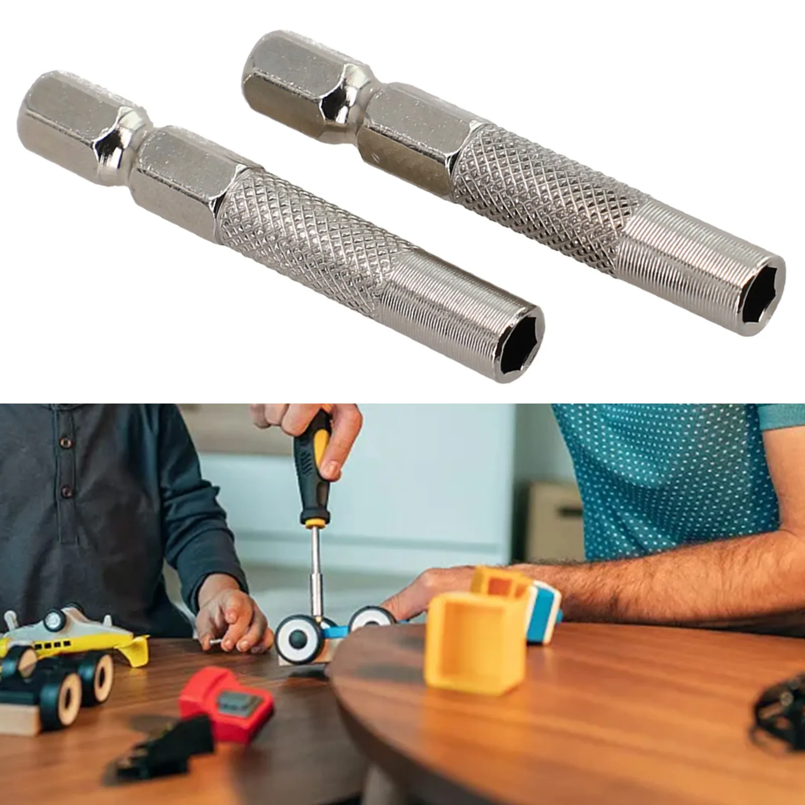 

2pcs Screwdriver Adapter Hex Shank 6.35mm Insert Bit Adapter To 4mm Electric Screwdriver Socket Holder For 1/4inch 6.35mm Handle