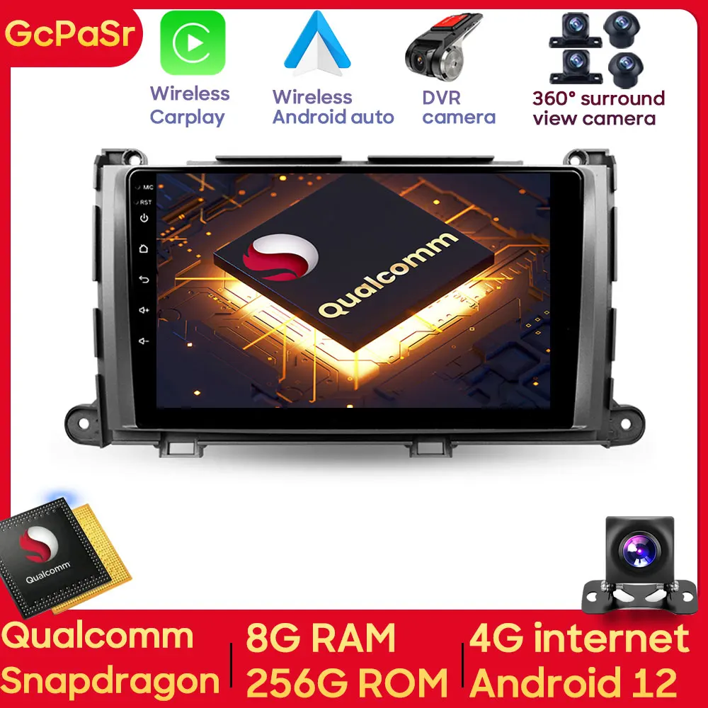 

Автомобильный видеоплеер Qualcomm Snapdragon Android для Toyota Sienna 3 XL30 2010-2014, головное устройство Android, автонавигация GPS BT Wifi