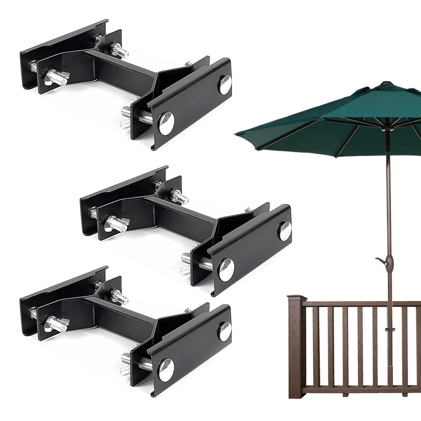 

Patio Umbrella Holder Heavy-Duty Adjustable Sun Umbrella Clamp Outdoor Umbrella Base And Stand Metal Clamp For Fixed Deck