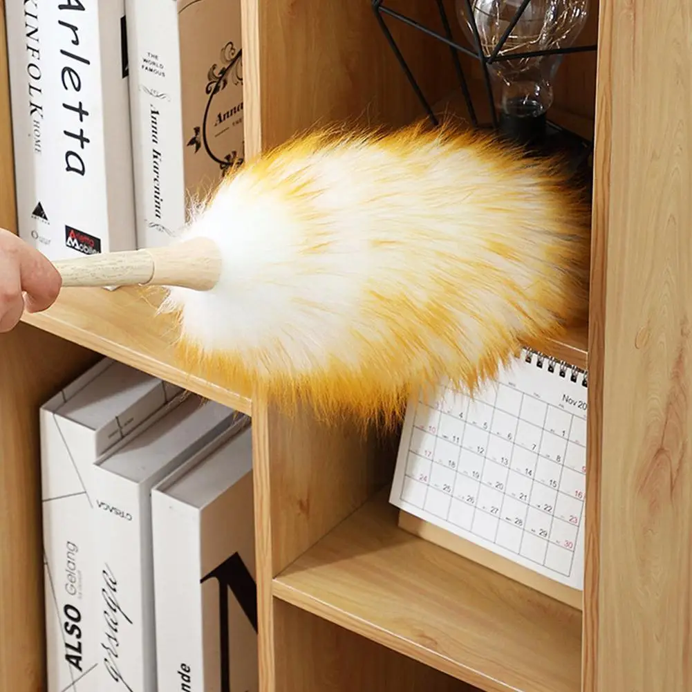 

High Quality Wool Duster Anti-static Lambswool Feather Lambswool Soft Dust Furniture Household Dusting Mites Brush Duster B F5B2