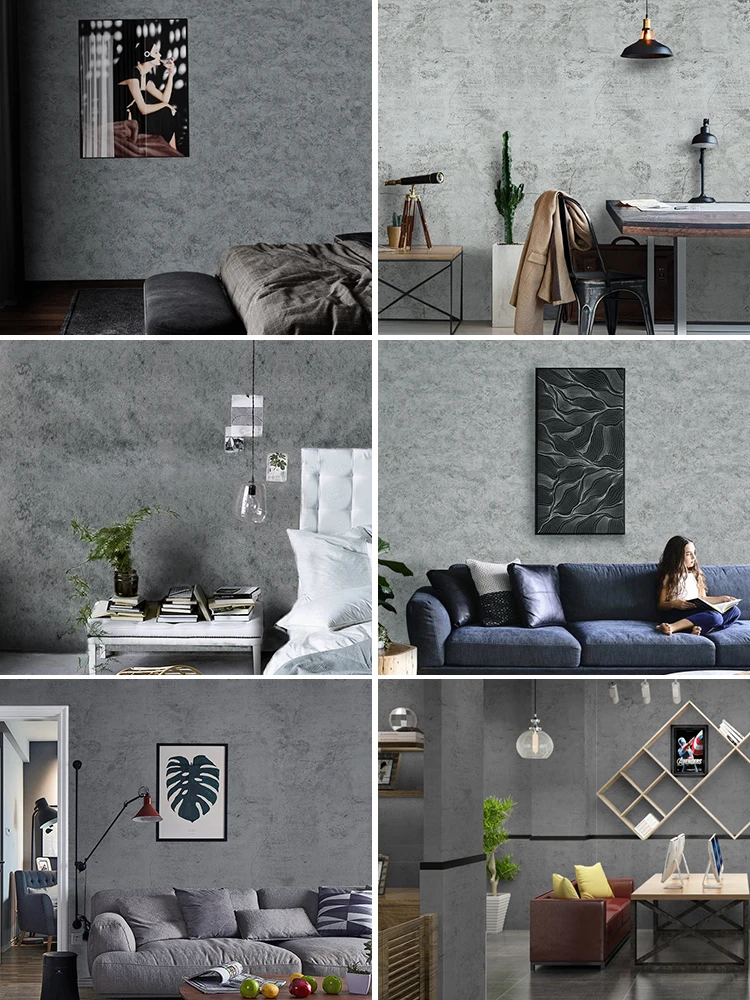 

Wallpaper self-adhesive clothing store gray wallpaper nordic industrial wind wall sticker decorative bedroom room cement wall