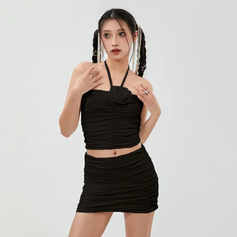 Женский комплект из 2 предметов WPNAKS летняя одежда однотонный топа и мини-юбки с