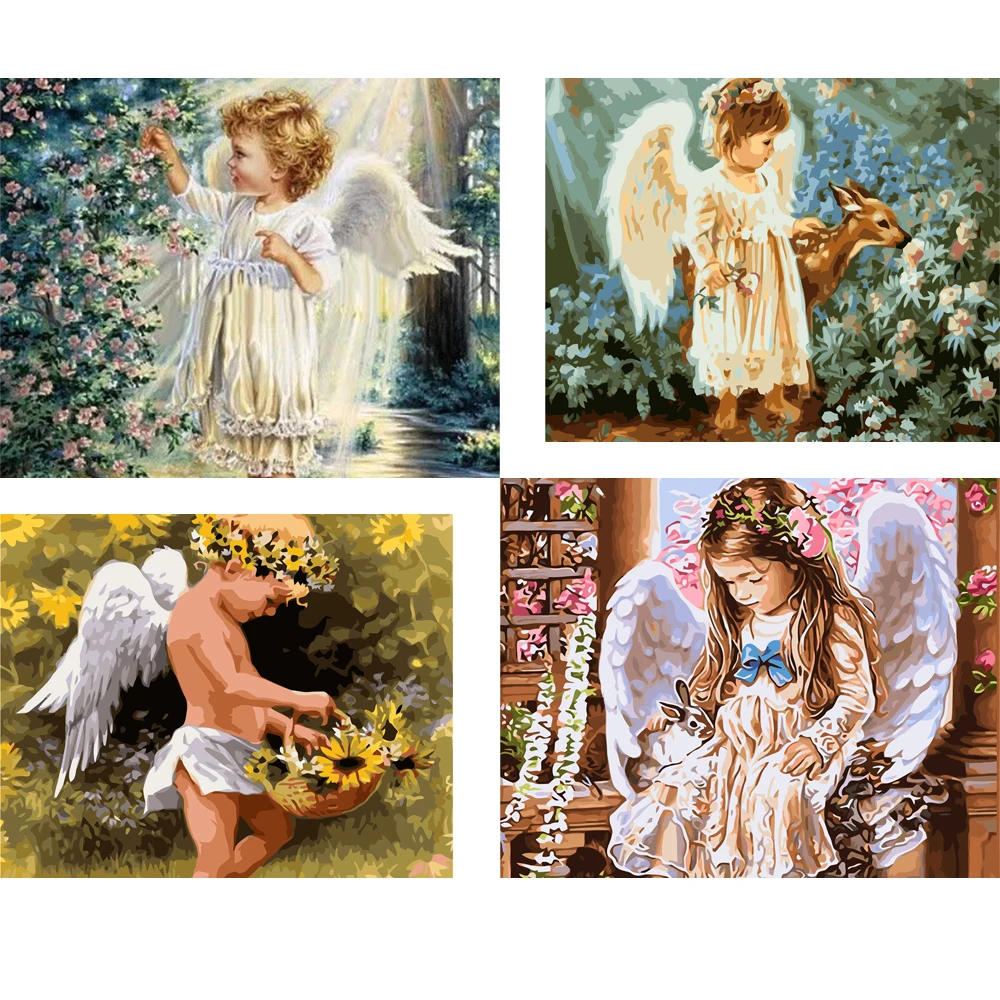 

Картина по номерам на холсте с ангелом, 40x50 см