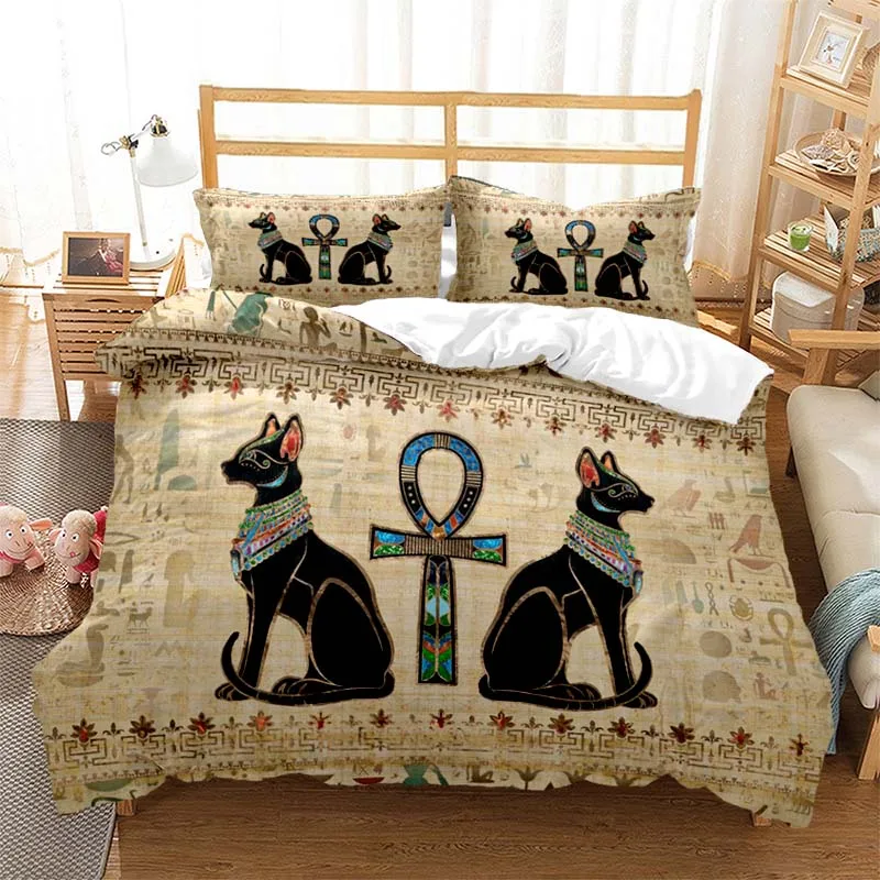 

Ancient Egypt Egyptian God Egyptian Cat Anubis Bedding Set Duvet Cover Comforter Bed Single Twin Full Queen Kids Girl Boys Gift