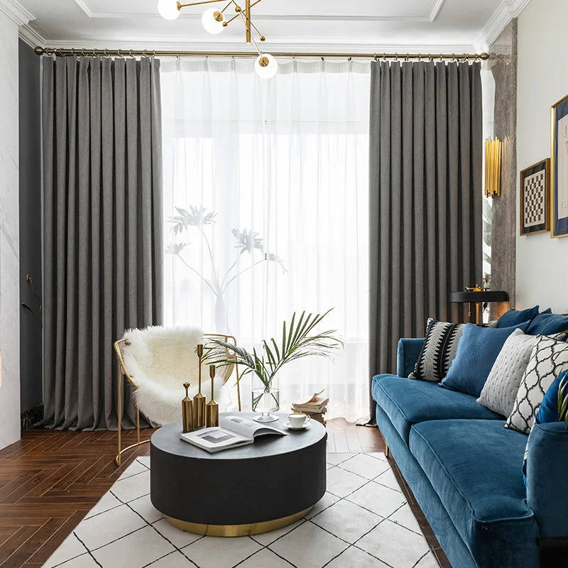 

Modern Gray Living Room Cortinas Jacquard Bedroom Blackout Cortina Simple Chenille Window Curtain Nordic Curtain Rideau 커튼 тюль