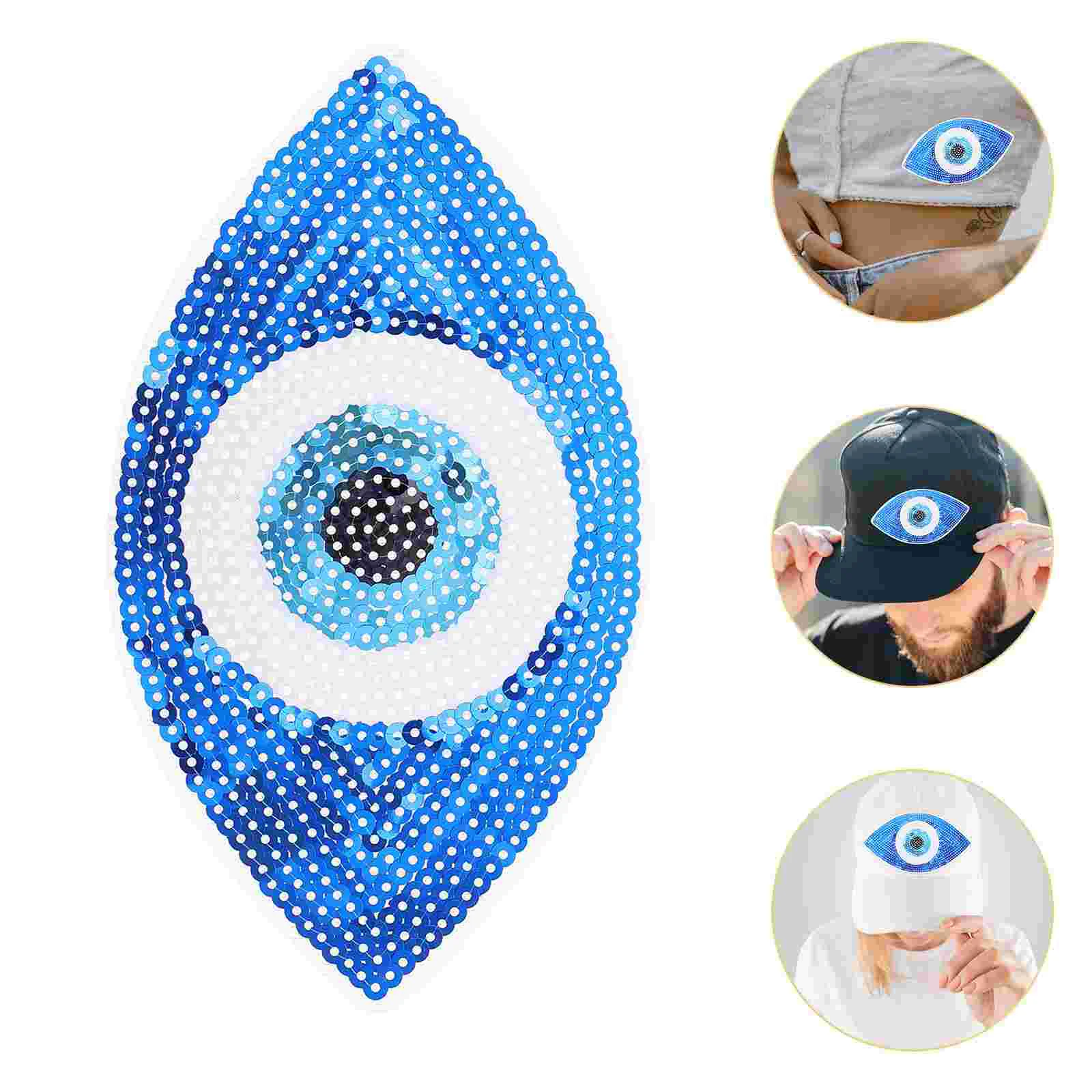 

Sequinembroidery Patch Iron Stickers Cloth Eye Embroidered Sew Applique Evil Appliques Sequins Clothing Accessories Decals