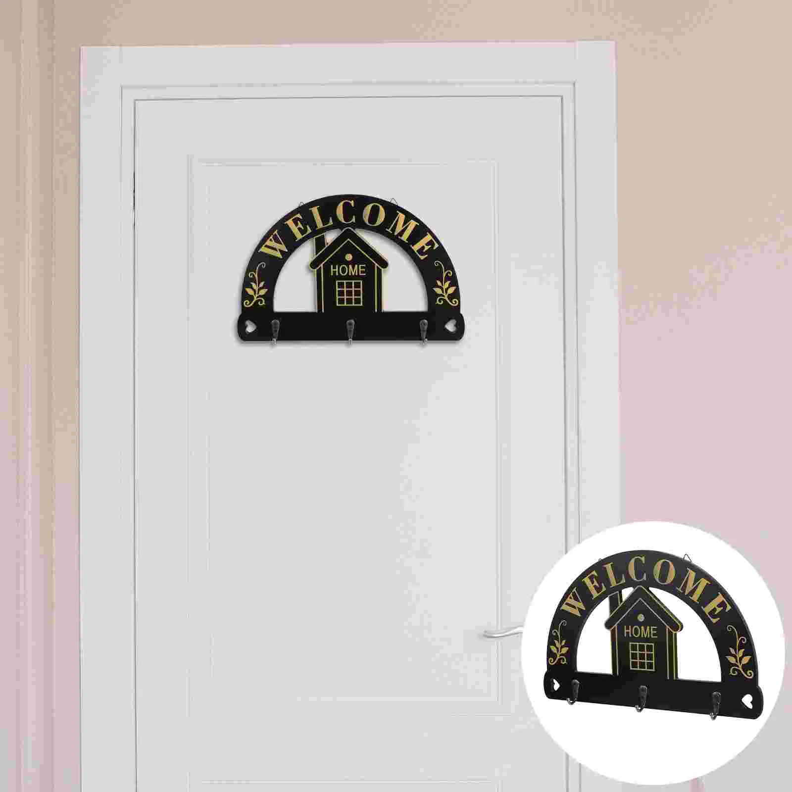 

1pc Simple Hook Wall Mounted Hook Nail-free Wall Coat Rack (Black)