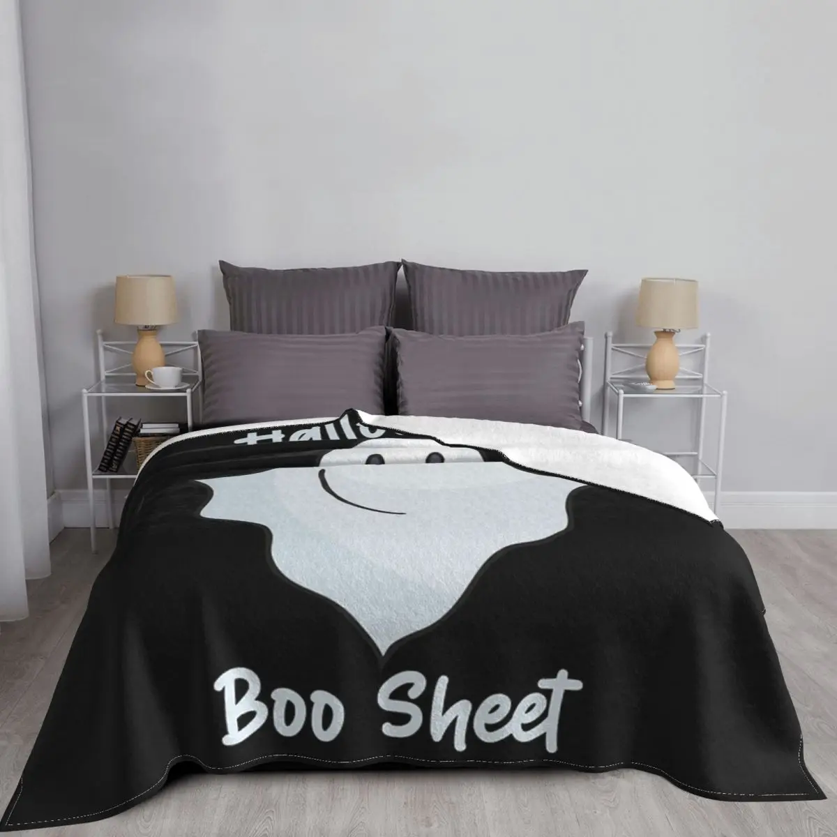 

Halloween Boo Sheet Throw Blanket Ultra-Soft Micro Fleece Blanket Sofa Broom Portable For Black Blanket
