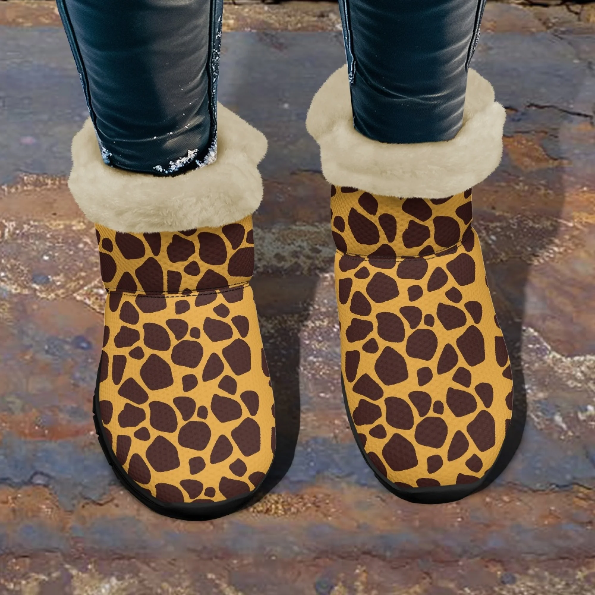 INSTANTARTS/женские зимние ботинки с текстурой жирафа повседневная мягкая женская