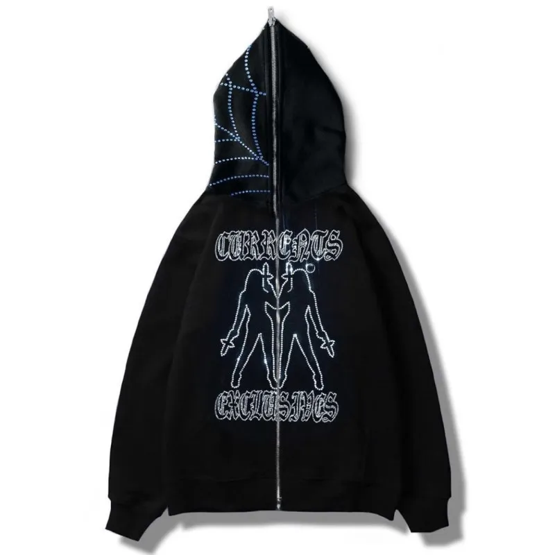 

Y2K Skull Zip Up Oversized Sweatshirt Autumn and Winter Goth Hoodie Men Women Grunge Hooded Jacket Streetwear Y2K Clothing