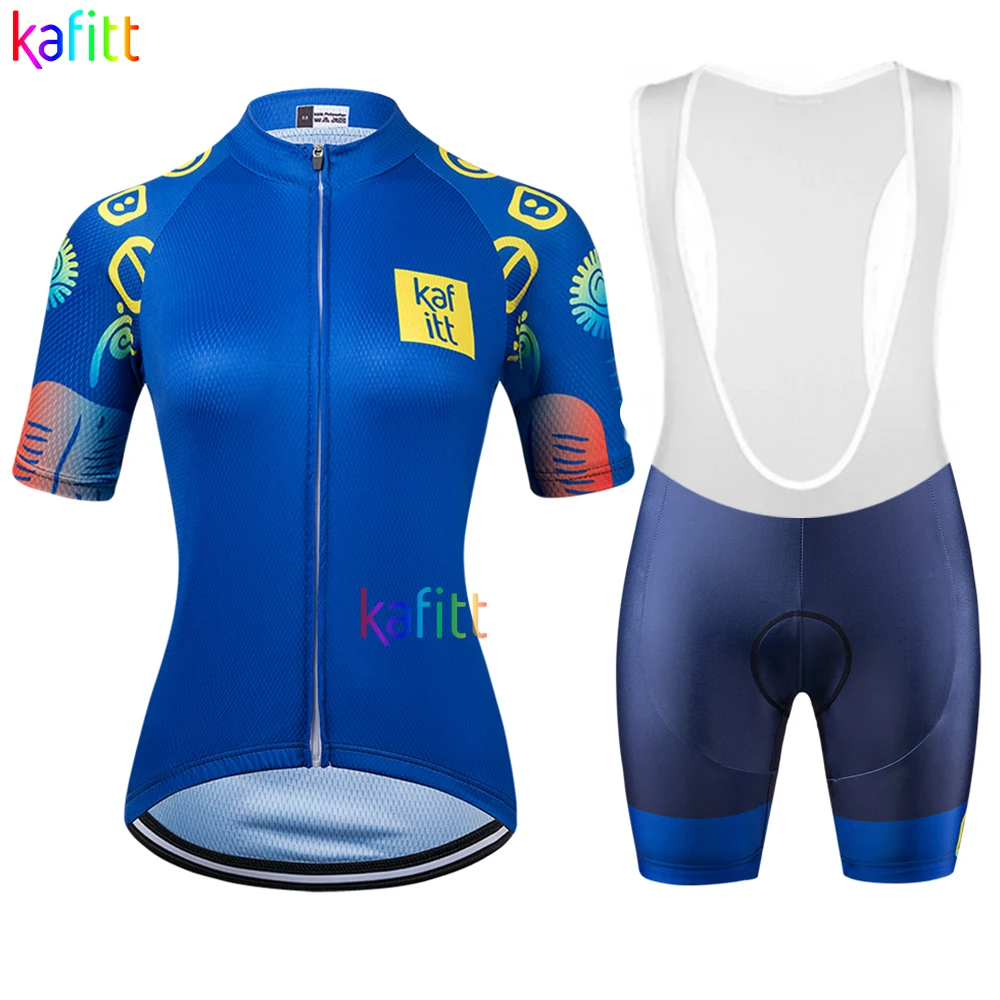 

Kafitt Pro Team Cycling Jersey Bib Sets Women Summer Bike Clothes MTB Ropa Ciclismo Bicycle Uniforme Maillot Quick Dry Pink Pad