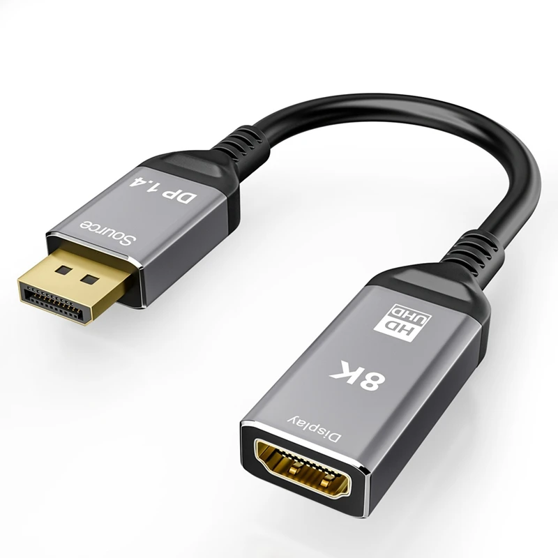 

8K Displayport To HDMI-Compatible Adapter, Adapters Male To Female Support 8K 60HZ 4K 120HZ Ultra Resolution