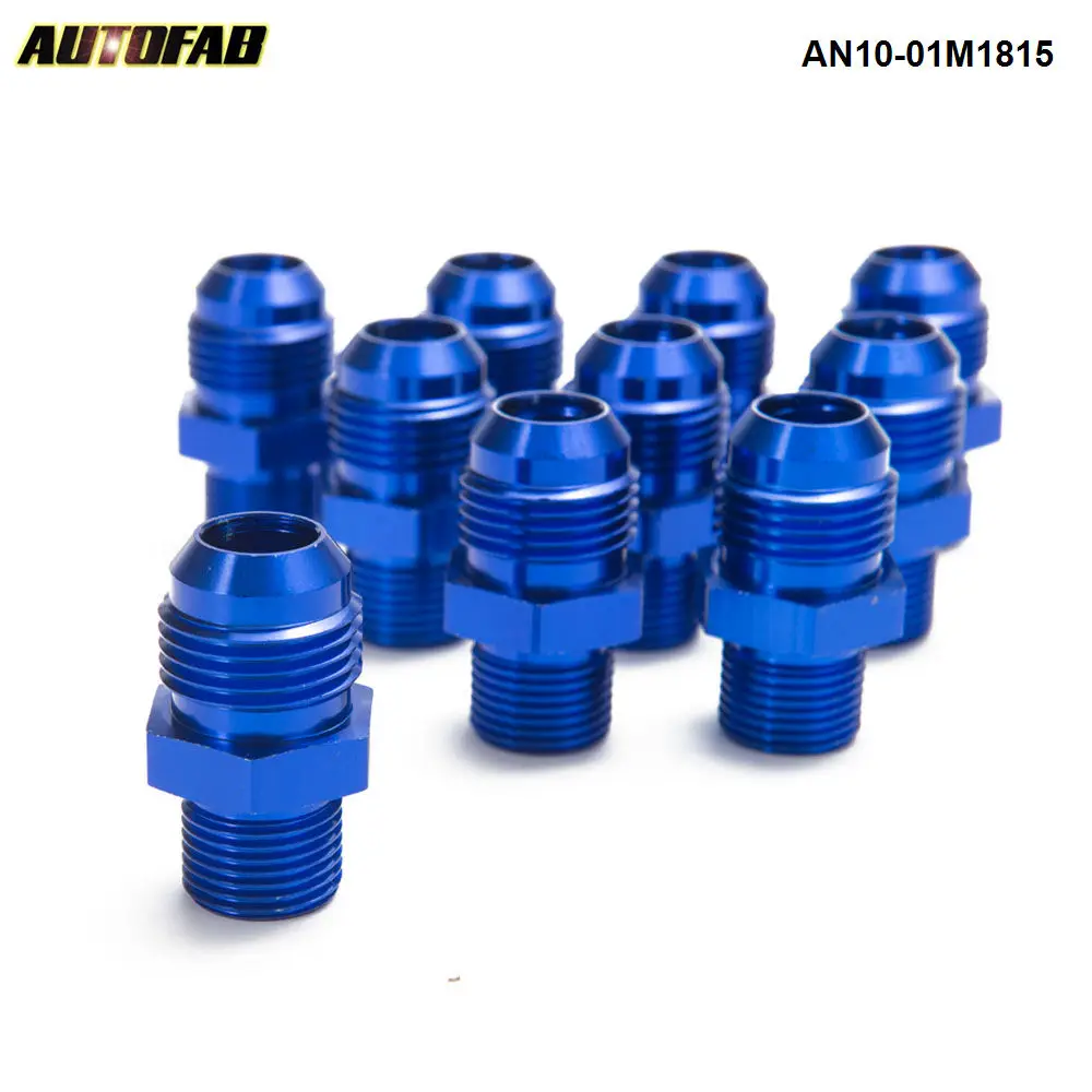 

10PCS/LOT Blue AN10-M18*1.5 Male Blue Anodized Aluminum Union Adapter Fittings For Fuel Tank AN10-01M1815