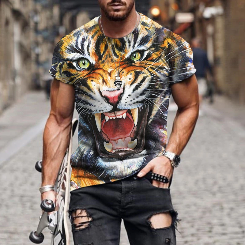 Футболка мужская и женская с круглым вырезом модная Свободная рубашка 3D-принтом