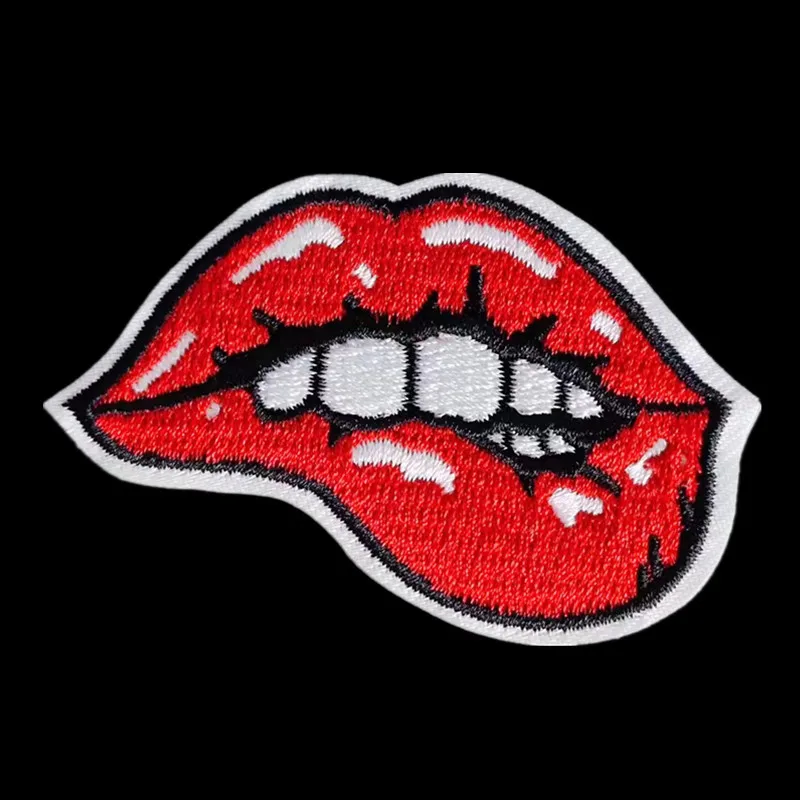 

Embroidery Fashion Patch Red Lips Iron on Patch for clothing accessories Home Style Pattern Logo Strange things Diy Gifts