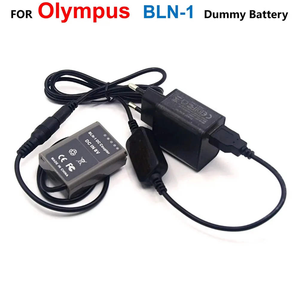 

PS-BLN1 Coupler BLN-1 Dummy Battery+Power Bank Adapter USB Cable+Charger For Olympus Camera OM-D E-M5 II 2 E-M1 PEN E-P5 Camera