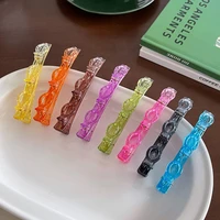 jelly female teethed duckbill clip design gradient color braided side clip women hair accessories korean style hairpin