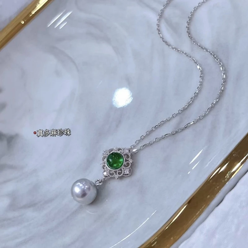 Ожерелье из серебра 100% пробы 7-8 мм с жемчугом