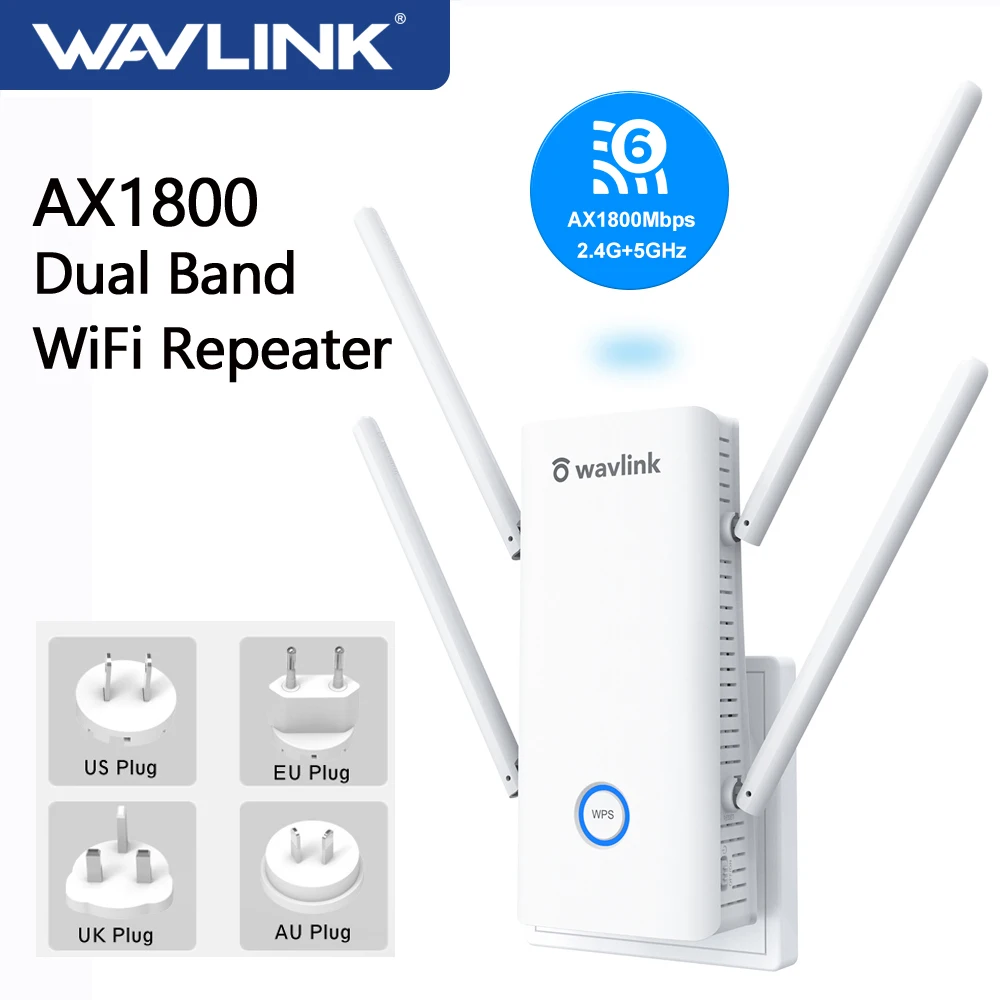 Wavlink Full Gigabit Wireless WiFi Repeater AX1800 MU-MIMO WiFi 6 Mesh Range Extender Dual Band Wireless Signal Booster WPS AP