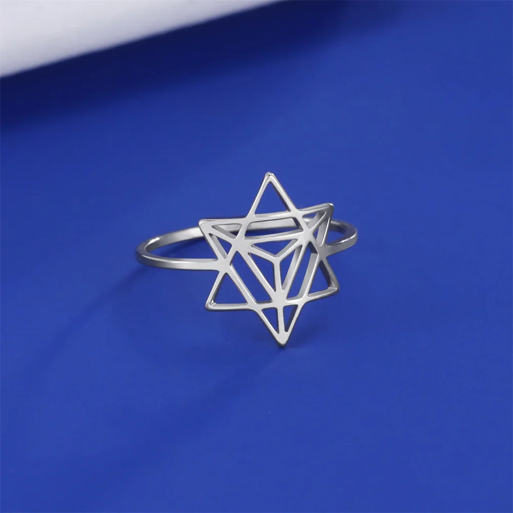 Jeshayuan священное геометрическое кольцо Звезда Давида кольца из нержавеющей стали