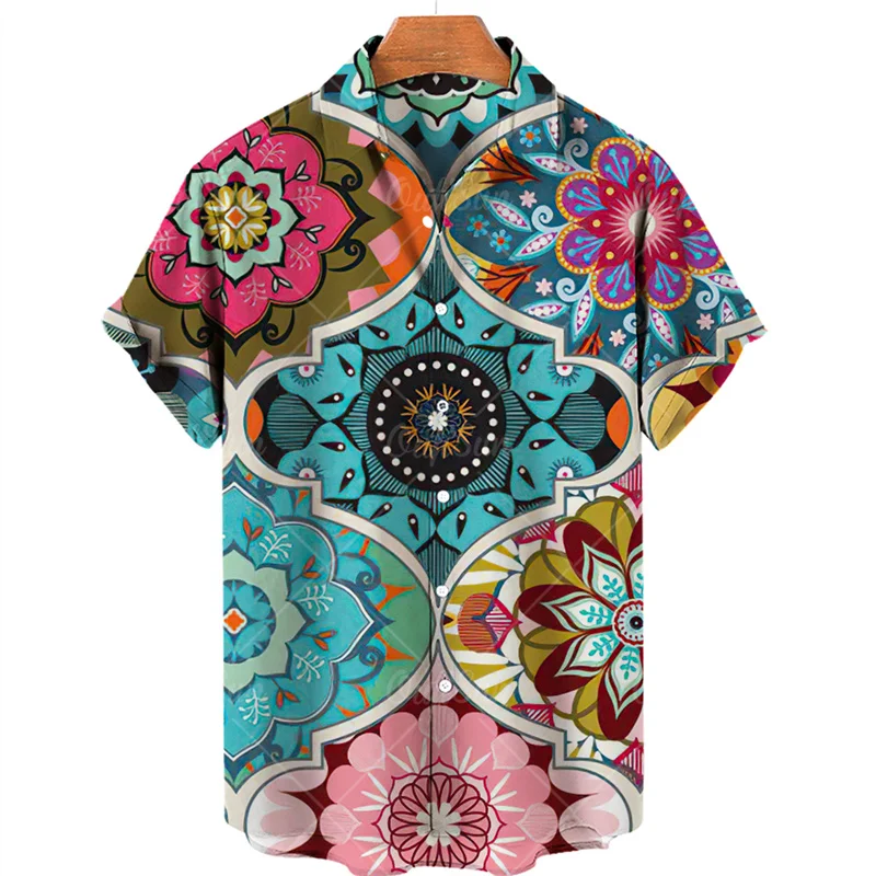 

Hawaiian Shirts For Men Clothing 3D Floral Summer Beach Short Sleeve Fashion Shirt Tops Lapel Blouse Casual Mens Vintage Clothes