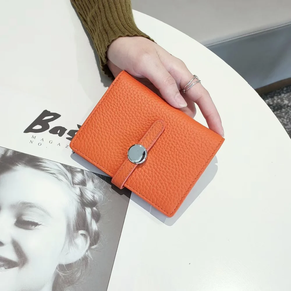 URBAN MASTER Cowhide Women Short Genuine Cow Leather Fashion Drawstring Wallets Female Coin Purse Card Holder Lychee Pattern