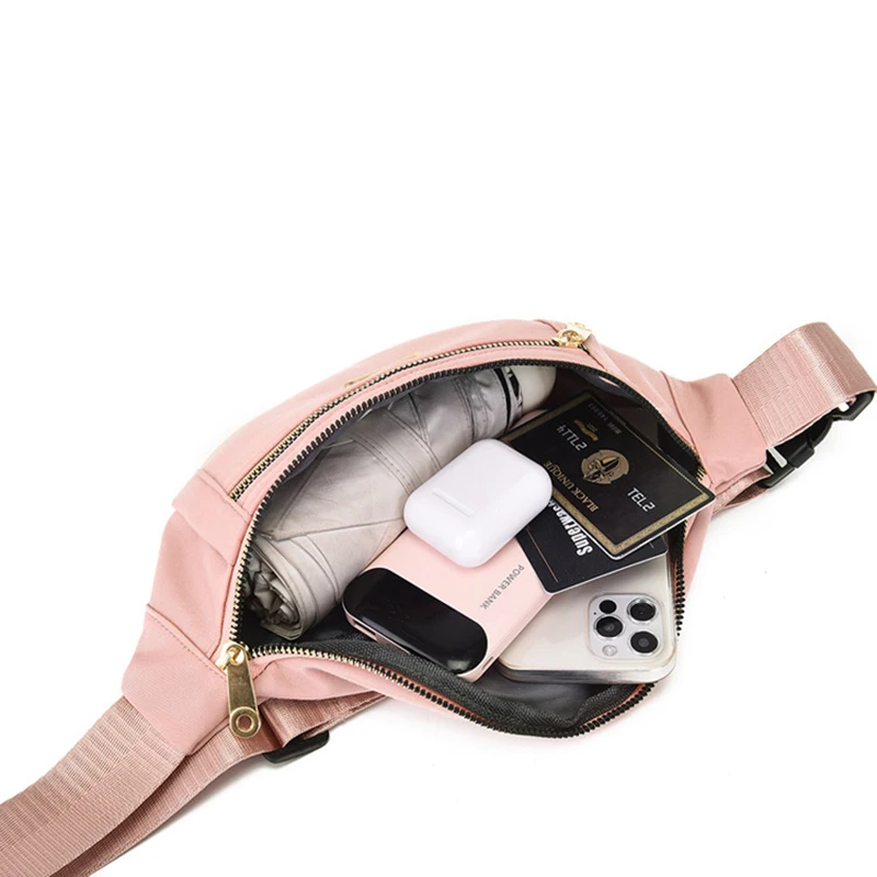Commuter Fanny Pack Leisure Oxford Waist Bags for Ladies Casual Chest Bag Adjustable Phone Pouch Travel Bag Zipper Handbag
