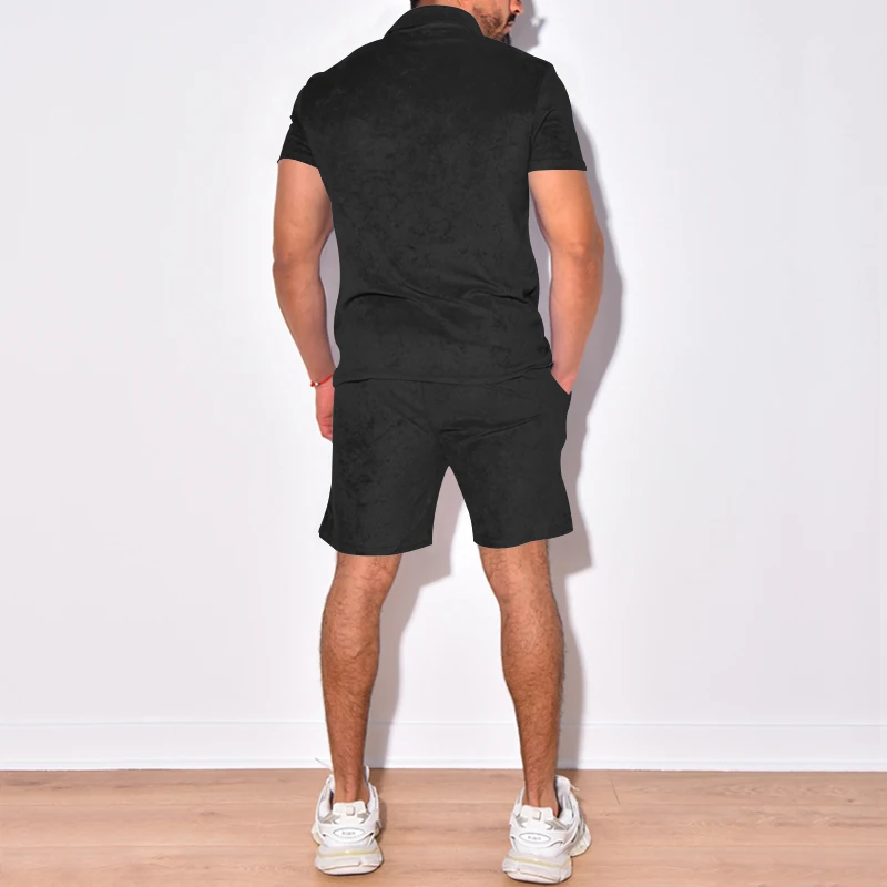 2023 Summer Men Towel Suiting Sets Short Sleeve Tracksuit Mens Fashion Men Tshirt Shorts Two Pieces Sports Streetwear Suit