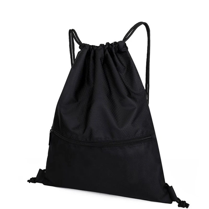 Nylon Large Capacity Sports Bag Women Men Backpack Wear Resistant Anti-splash Outdoor Drawstring Lock Riding Solid Zipper Pocket