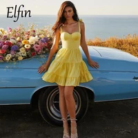 elfin sexy mini prom dresses spaghetti straps corset evening dresses sweetheart a line homecoming dresses