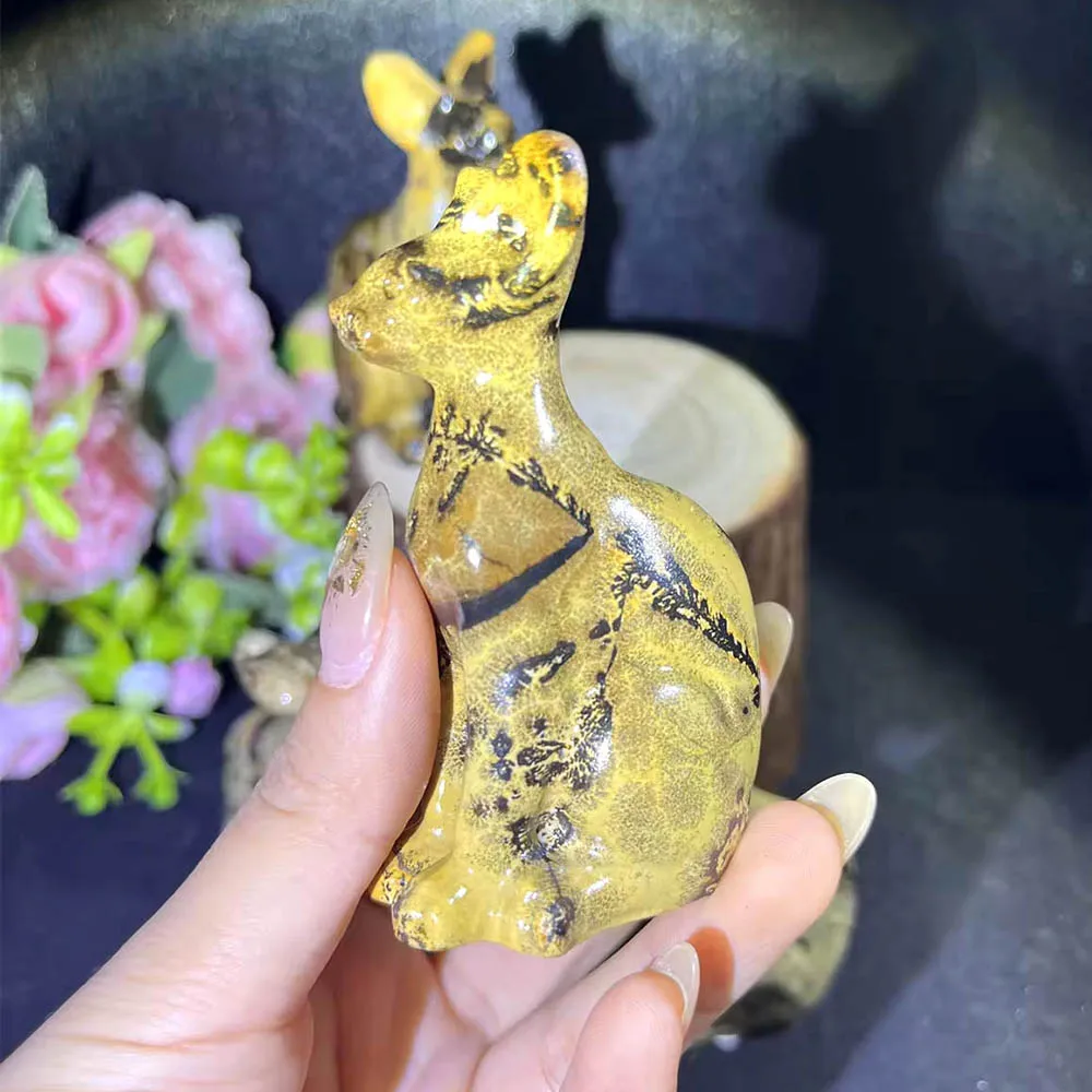 1 шт. статуэтка кошки и животных из искусственной яшмы